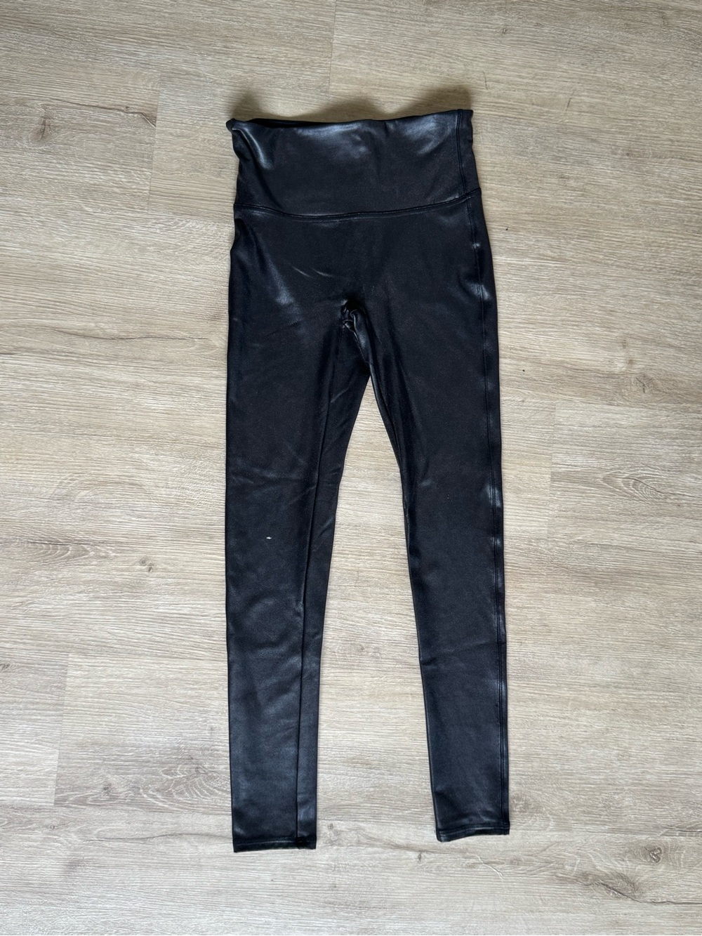 SPANX Black Faux Leather Leggings – Size Medium